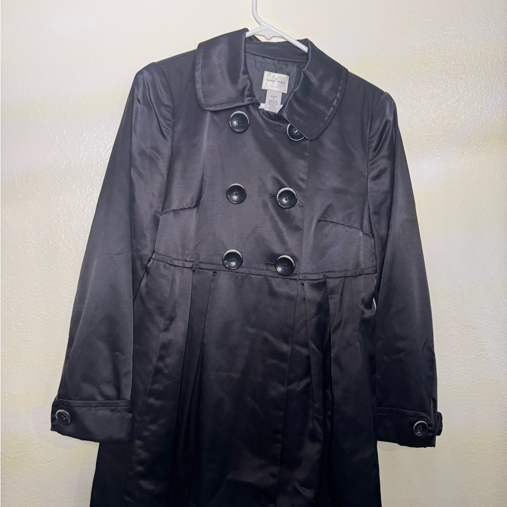Emma James Black Trench Coat with Belted Waist